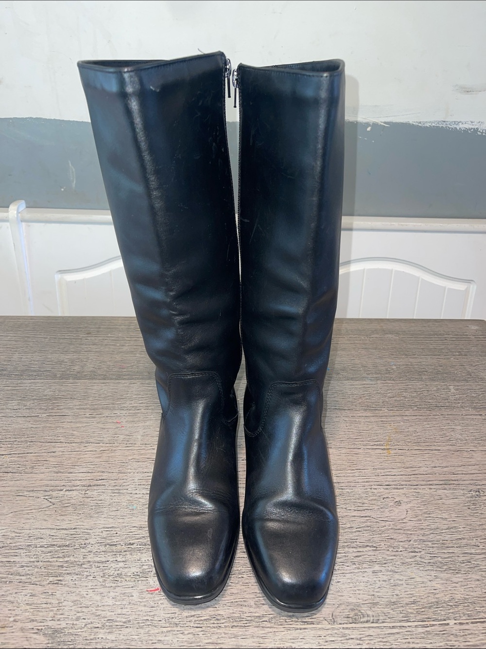 REGENCE CANADA WOMEN'S BLACK LEATHER SIDE ZIP KNEE HIGH‎ INSULATED BOOTS SIZE 9